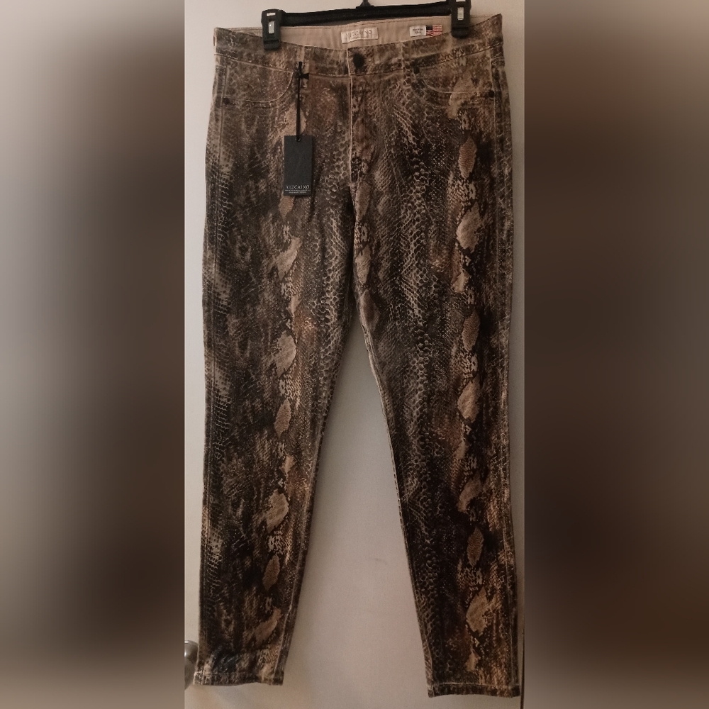 Vizcaino Snake Foil Ankle Jean Size 12 Tan  NWT